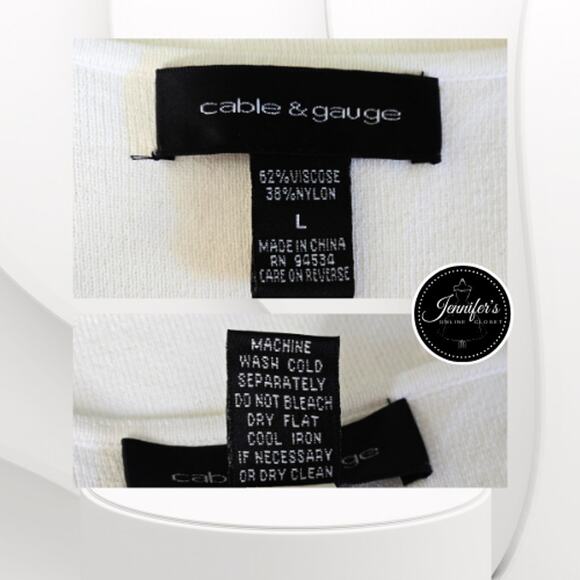 Cable & Gauge White V-Neck Sleeveless Sweater Top Size Large - Picture 6 of 8